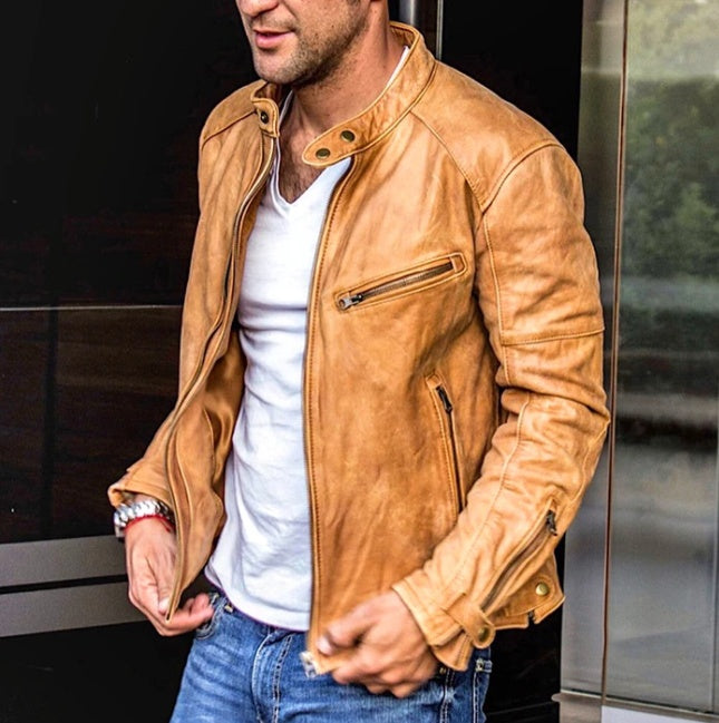 Men's motorcycle leather jacket