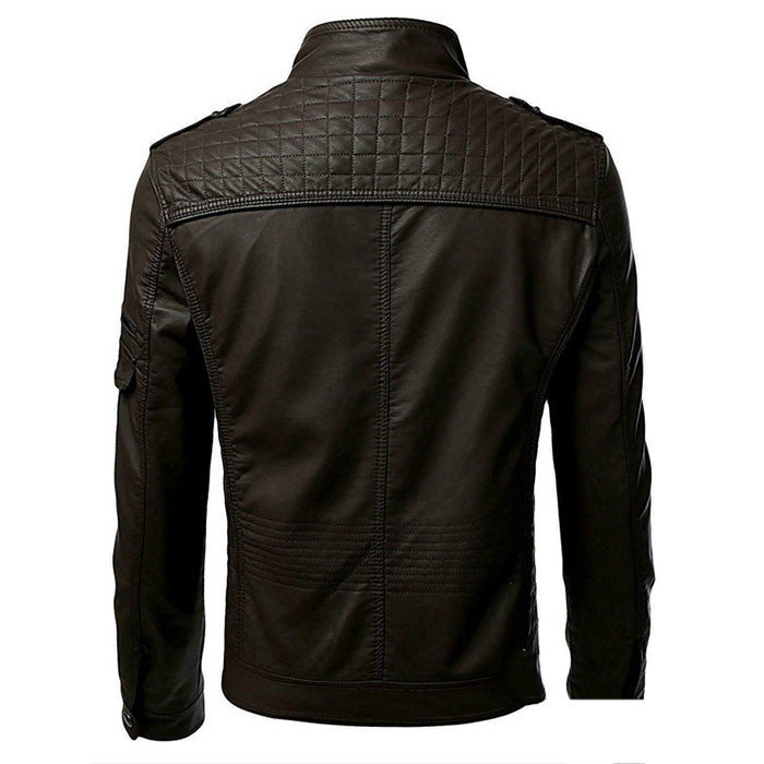 PU jacket slim zip leather jacket