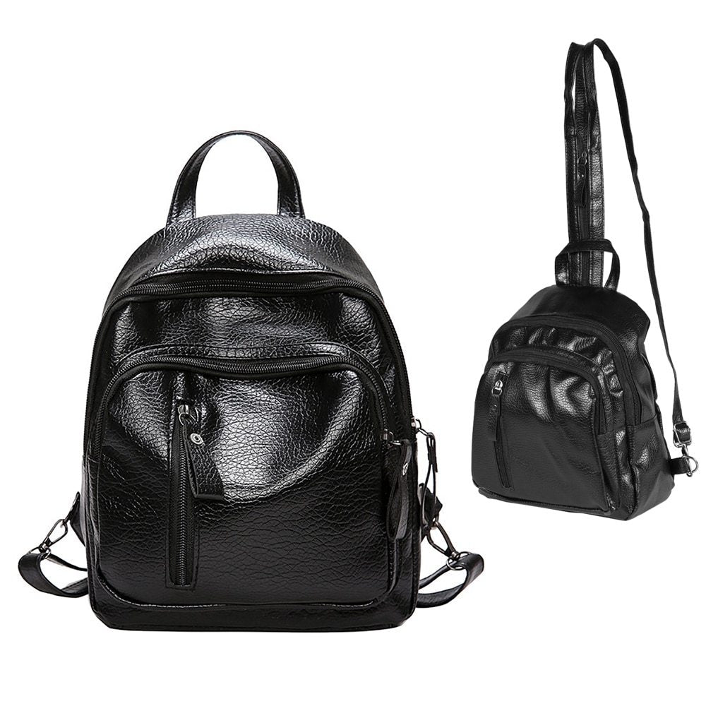 PU Leather Zipper Lady Schoolbag Anti Theft Backpacks Waterproof Shoulder Bag