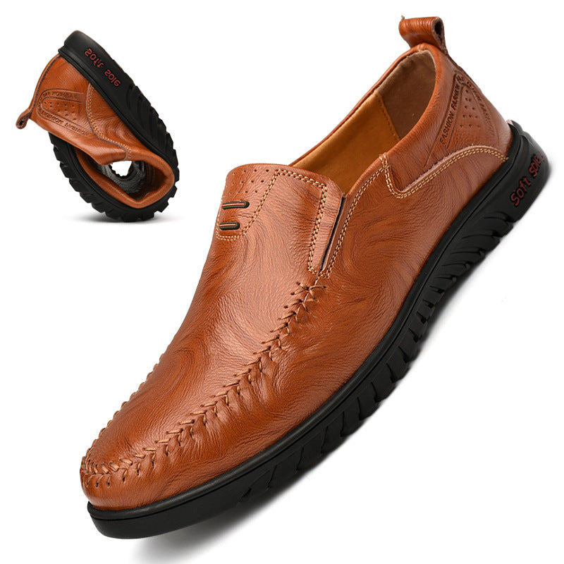 Leather men's casual shoes