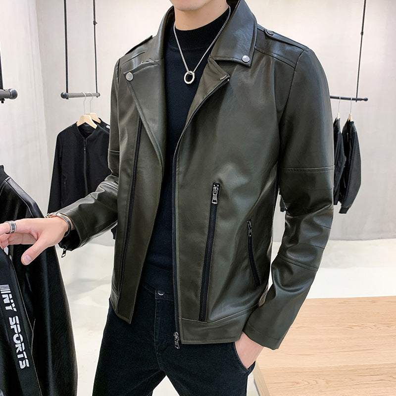 Mid-length leather jacket