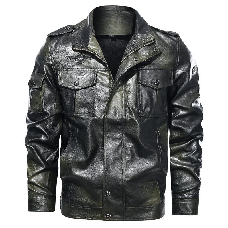 Men's Washed PU Leather Casual Men's Leather Jacket