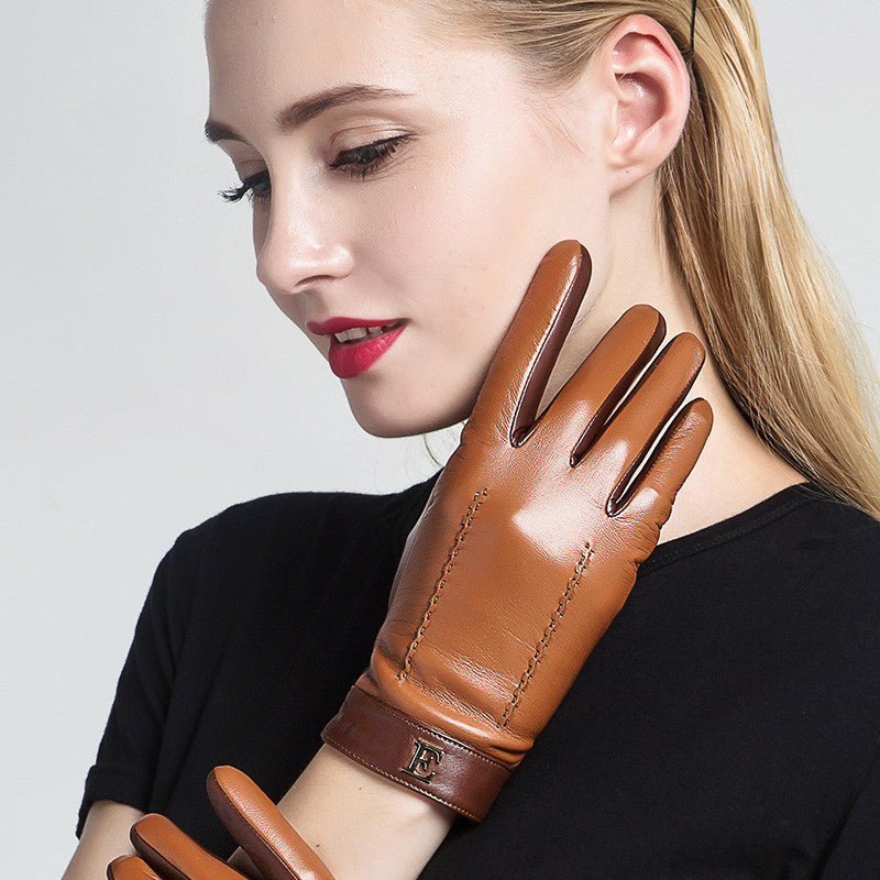 Touch screen plus velvet thick leather gloves