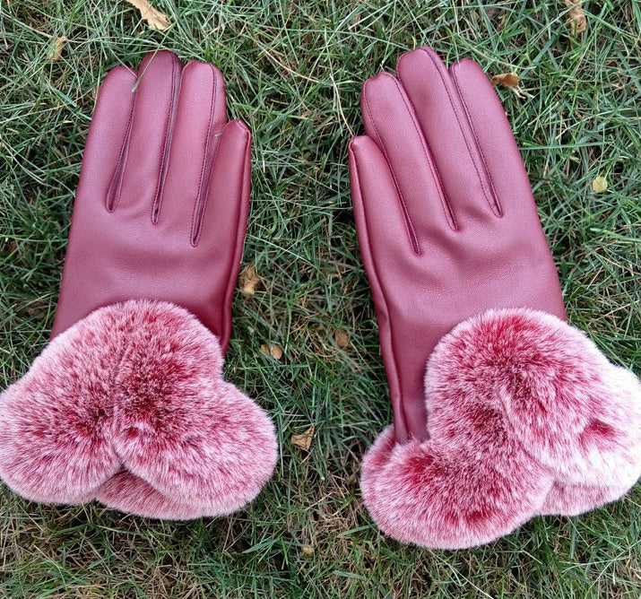 Autumn and winter touch screen leather gloves