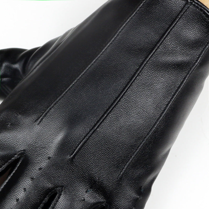 Men's Three-band Leather Half-finger Gloves