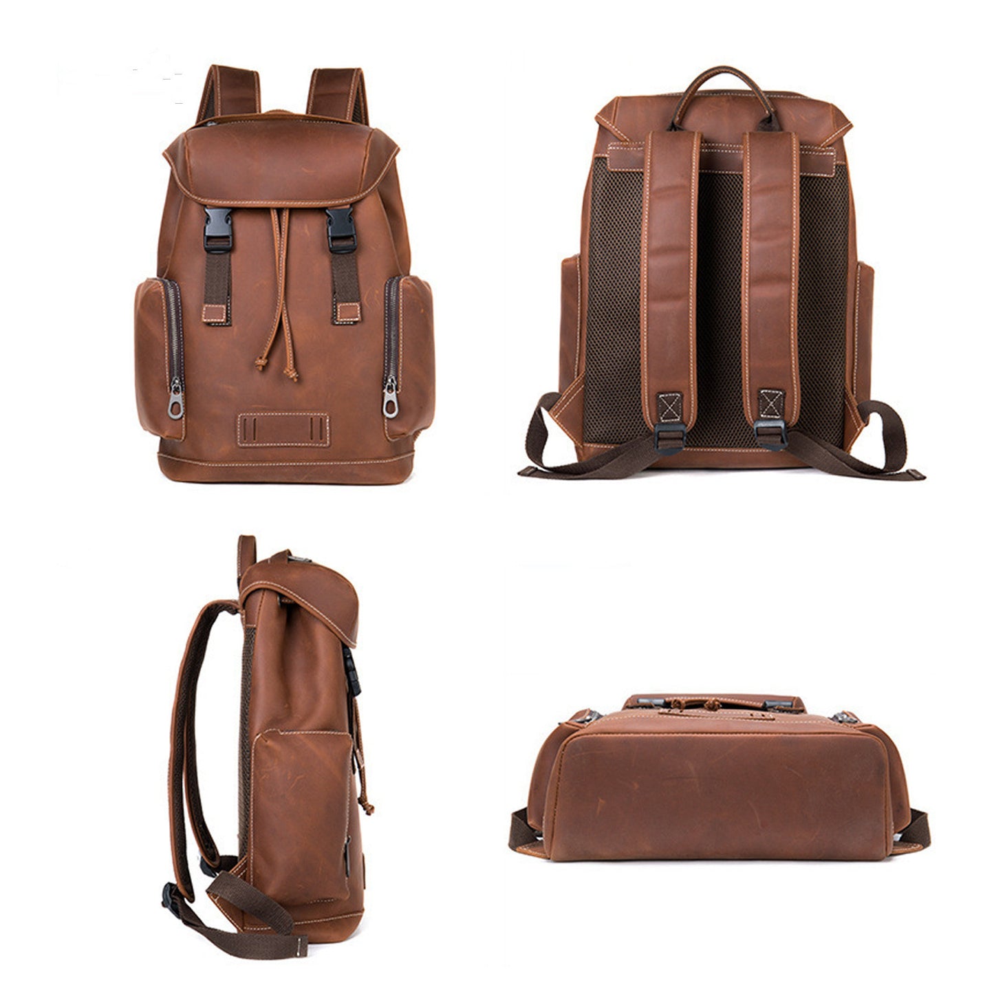 Leather Retro Backpack Outdoor Travel Runaway School Bag