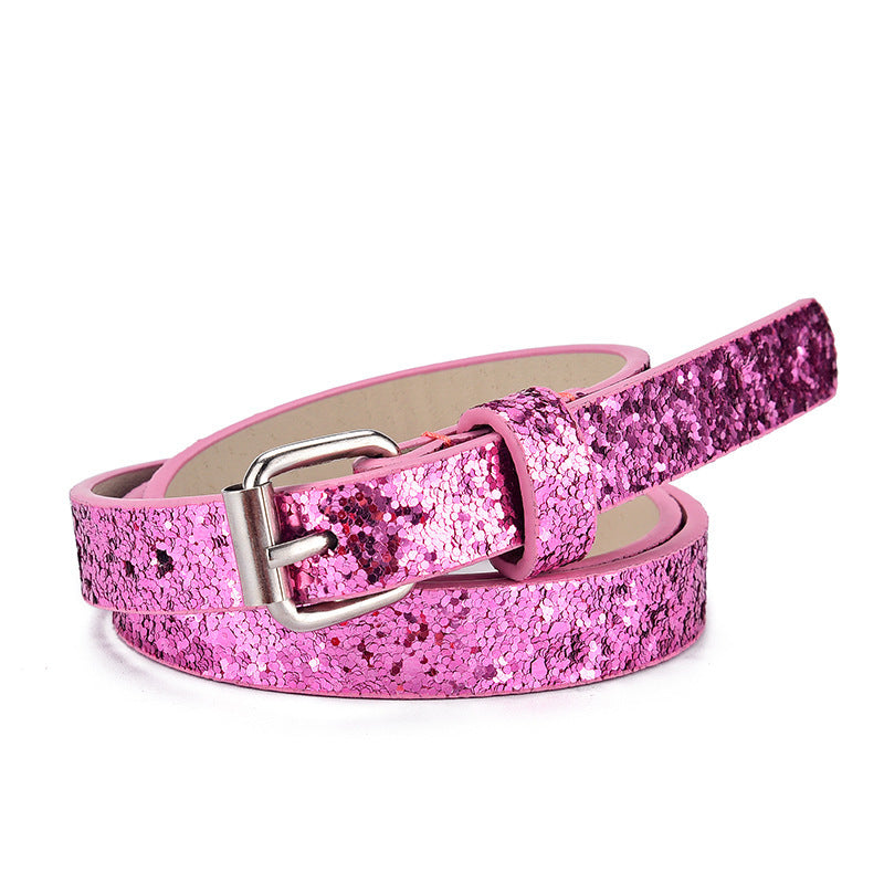 Ladies Kids Belts Heart Glitter  Jeans Cropped