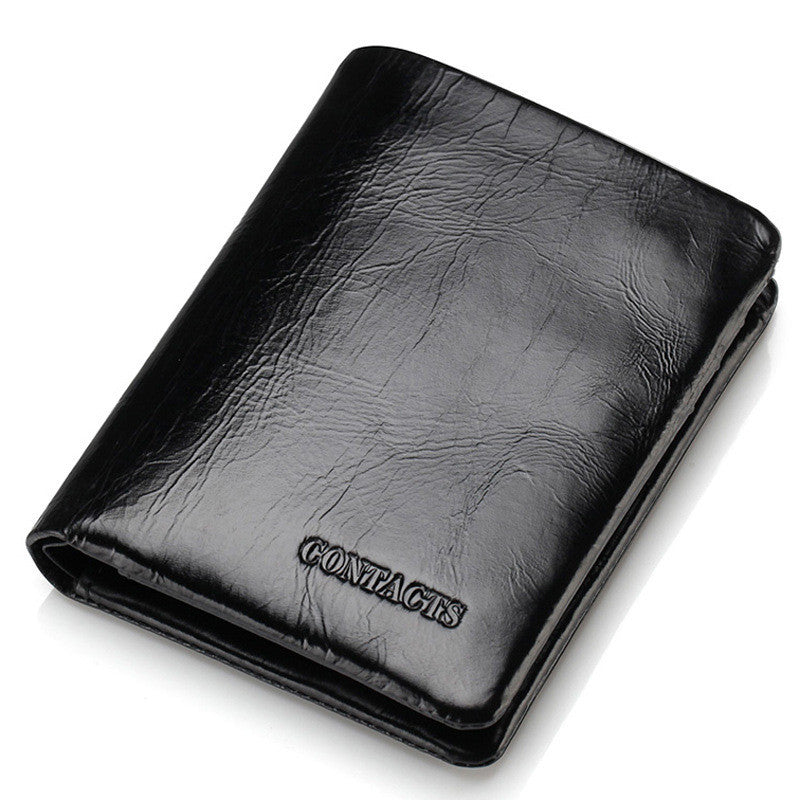 Genuine Leather Men's Wallet Fashion Oil Wax Leather