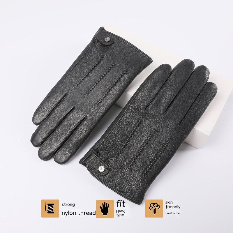 Fleece-lined Thickened Real Leather Gloves