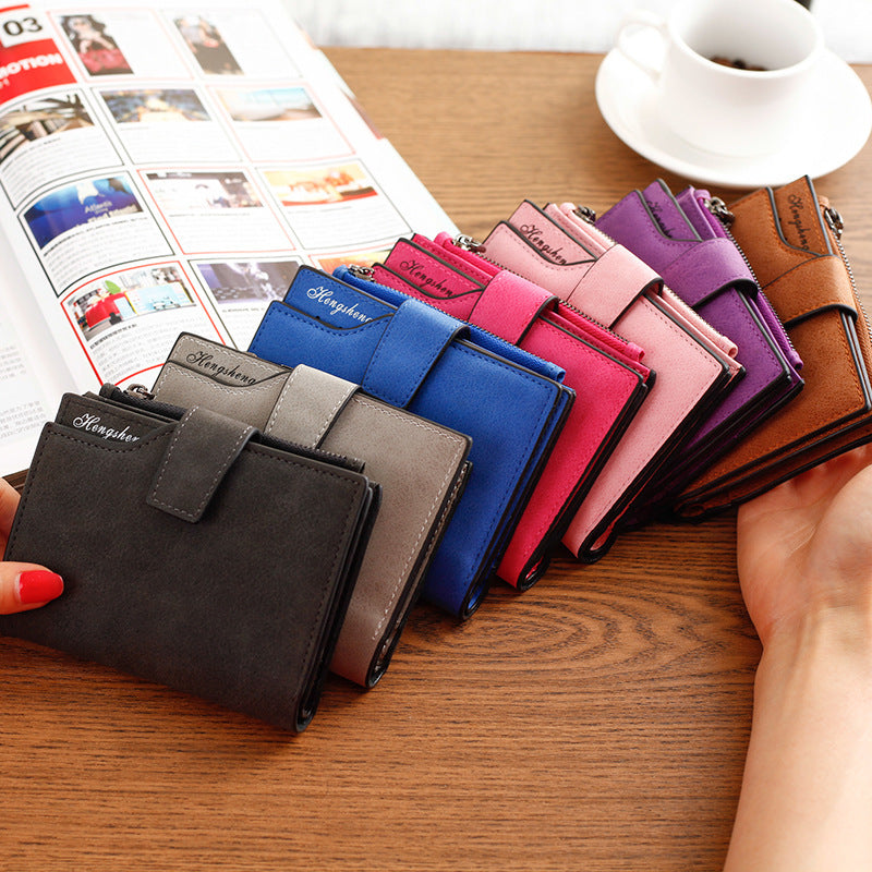 Women's Short Wallet Candy Color Button Wallet