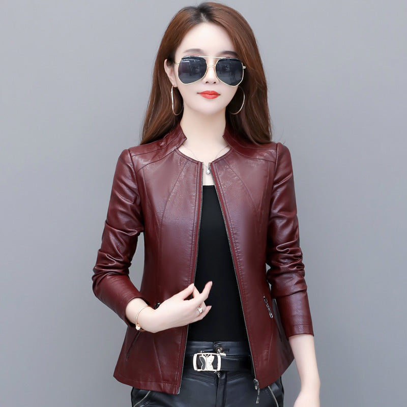 Korean slim leather jacket