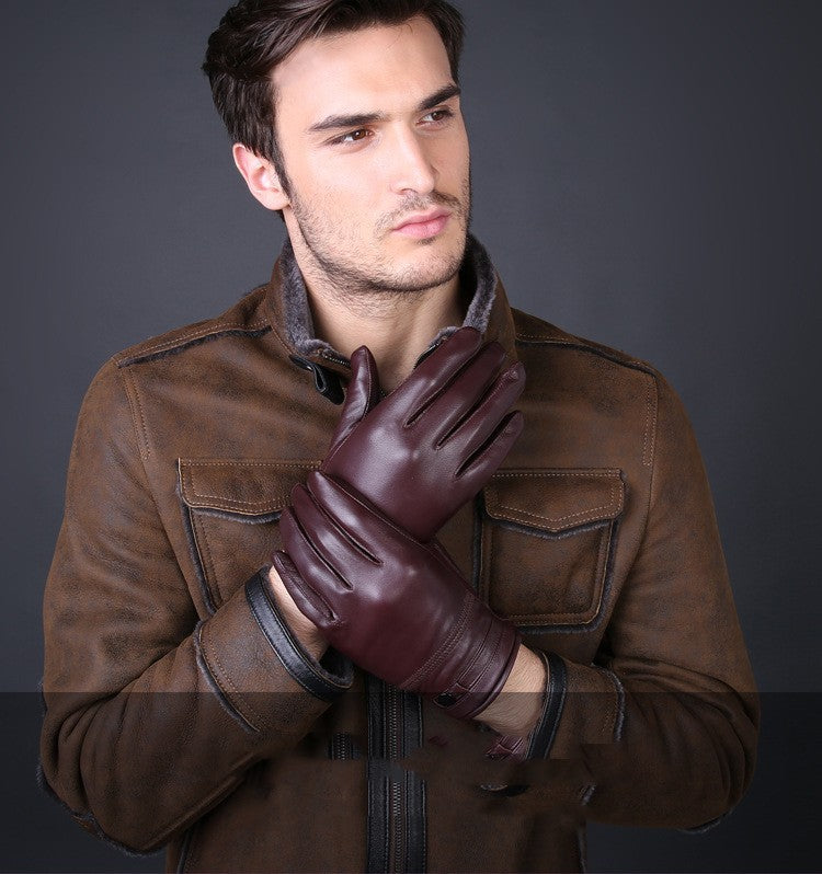 Winter Warm Thickened Men's Leather Gloves