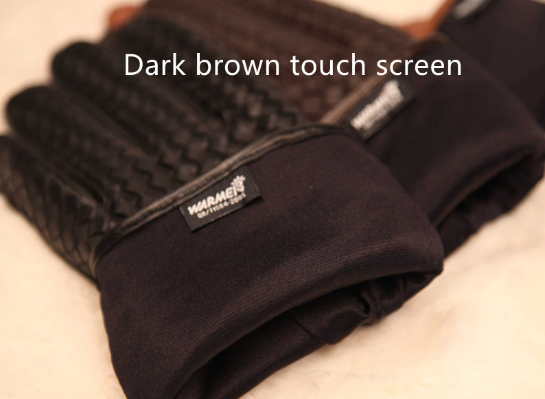 Autumn And Winter Leather Mens Woven Thin Gloves