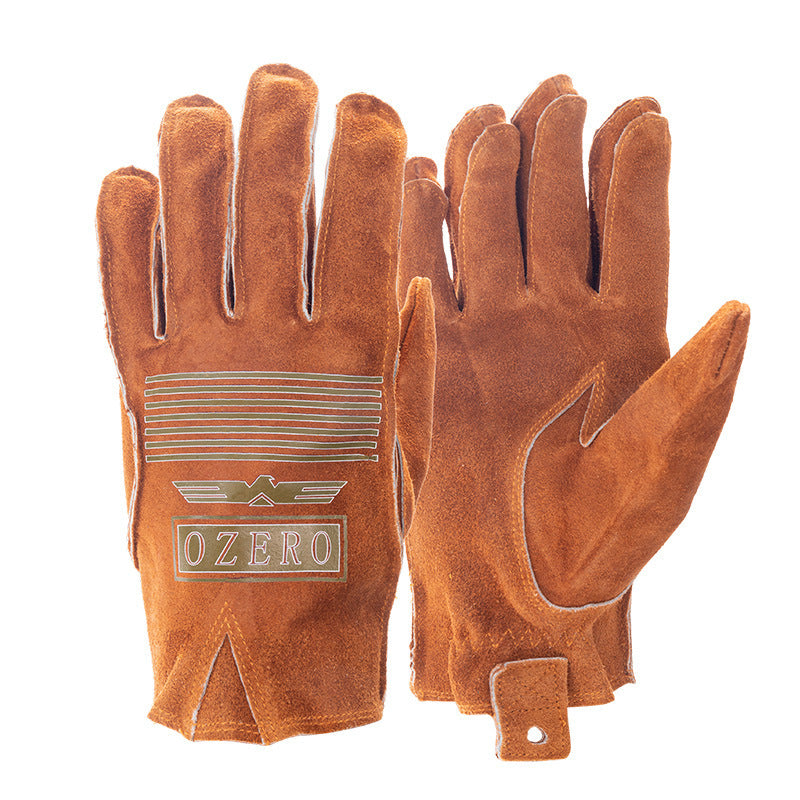 Leather Retro Motorcycle Full Finger Gloves