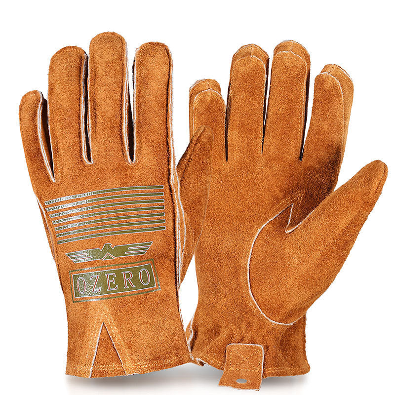 Leather Retro Motorcycle Full Finger Gloves