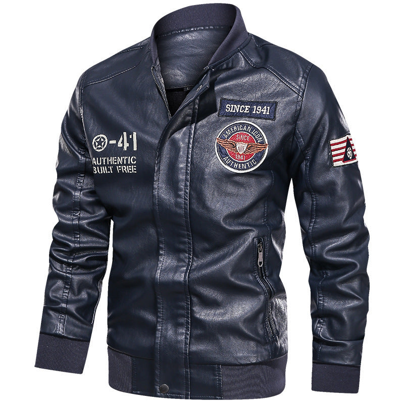 PU Leather Casual Jacket Flight Suit Leather Jacket