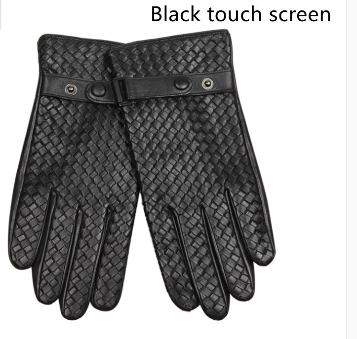 Autumn And Winter Leather Mens Woven Thin Gloves