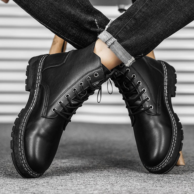 Men's Casual Leather Boots Increase Leather Shoes