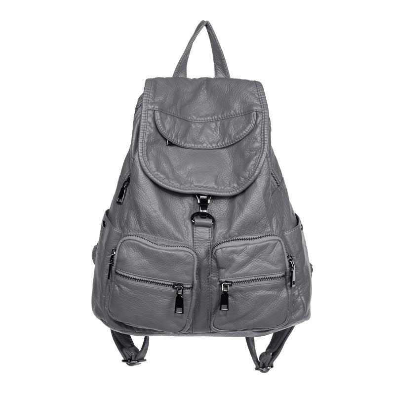 Leisure Travel Bag Fashion All-match Soft Leather Backpack