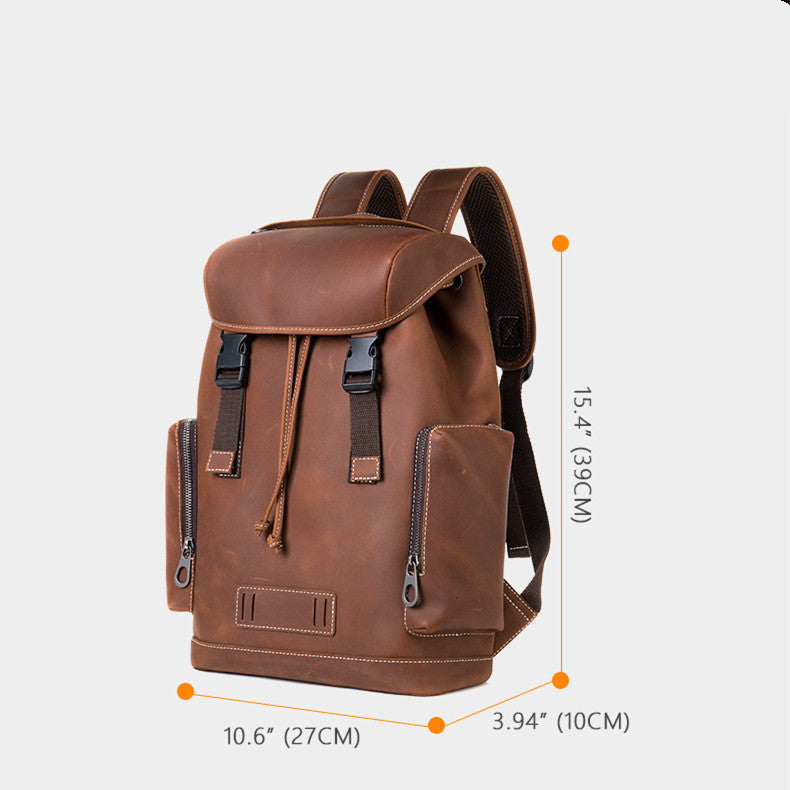 Leather Retro Backpack Outdoor Travel Runaway School Bag