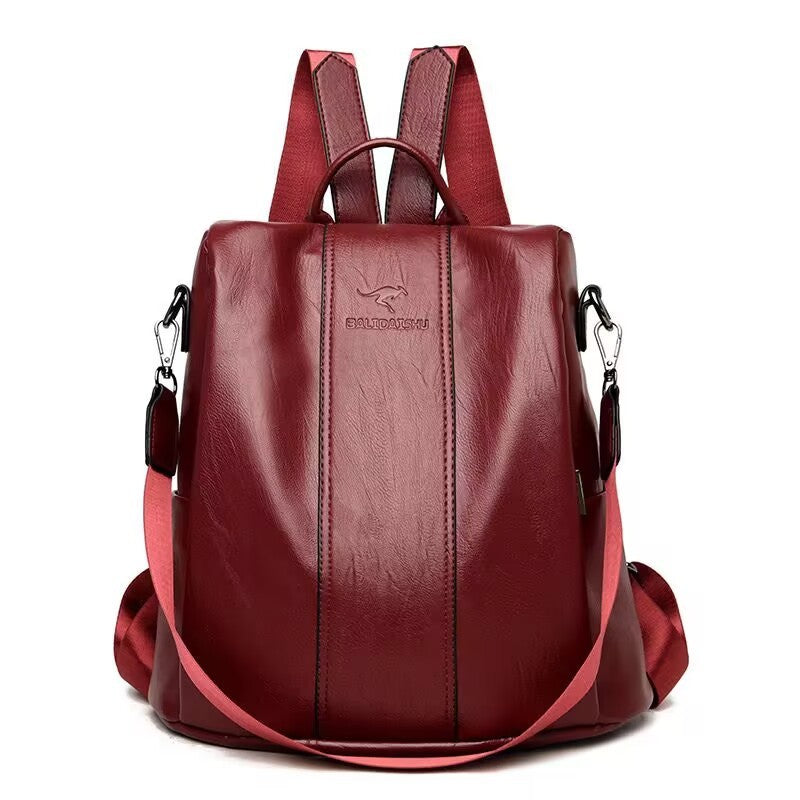 Backpack Women's Large Capacity Soft Leather Travel Bag