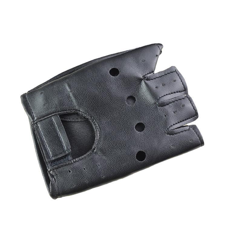 Men's Half Finger Hollow Leather Gloves